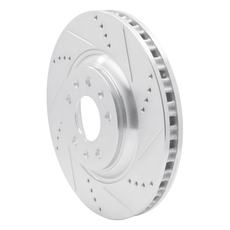 Cadillac CTS Brake Rotor (1) - Front Right - R1 Concepts - Drilled & Slotted - Silver - `04-`08